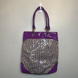 Vera Bradley Purple Punch So Over It Vinyl Collection Tote Bag Floral Lining
